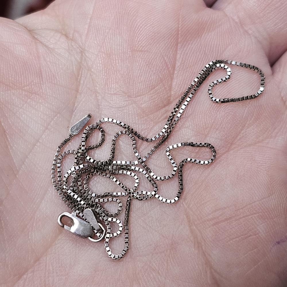 14K ITALY Marked & Tested WHITE GOLD BOX CHAIN UNISEX